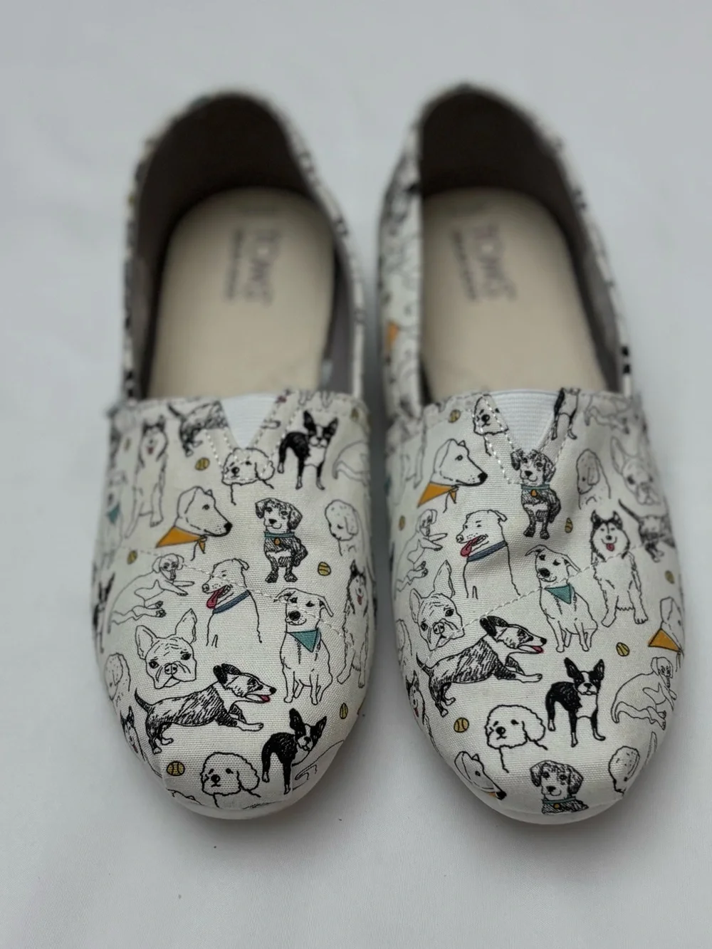 TOMS Canvas Slip-On Shoes in White Office Dog Print